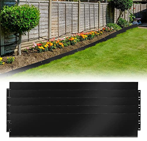 Sonnewelt Bordure de pelouse en métal - Bordures de Jardin Bord la Pelouse- pour Parterre de Fleurs - Noir - Longueur : 30 m - Hauteur : 18 cm