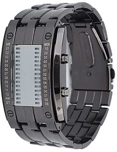 SYH&AQYE Reloj Digital para Mujer para Hombre, Relojes LED binarios a Prueba de Agua, Banda de aleación Exquisita, Reloj de Pulsera Deportivo Militar, Conjunto de Reloj para él y para Ella(Negro)