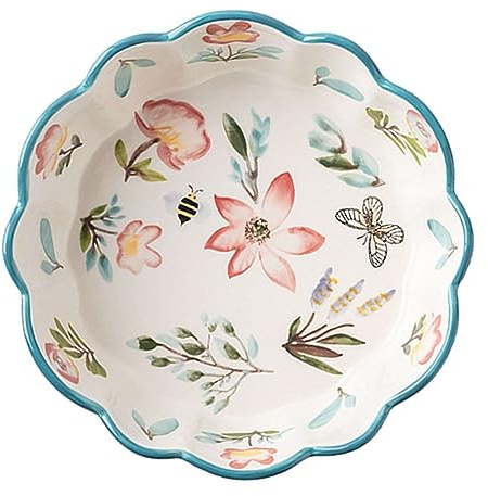 JTBDWOSK Kleine Runde Auflaufform, Bunte Keramik-Kuchenform, Runde Keramik-Kuchenplatte-Blau,1000ml