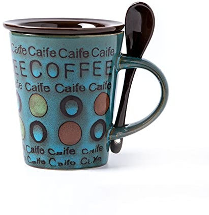 Service à thé en céramique orientale, ensemble de théière, tasse à café en céramique avec couvercle et cuillère, tasses en céramique for café au lait, tasse à café u200bavec couvercle, for café, lait,