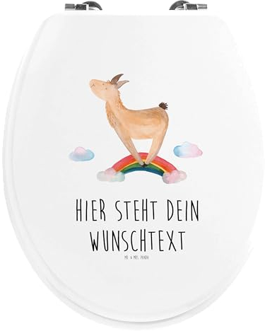 Mr. & Mrs. Panda Personalisierter WC Sitz Motiv Lama Regenbogen - Personalisierte Geschenke, Haters Gonna Hate, Klodeckel, Toilettensitz, WC-Deckel, Freiheit, Klobrille, Selbstständig, Lamas, WC-Sitz