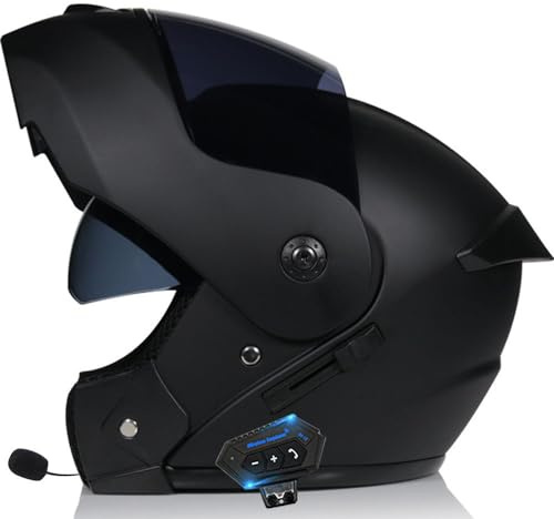 Casque Moto Modulable Homologué ECE Homme Et Femme Bluetooth Flip Up Casque Moto avec Double Visière pour Anti-Collision Casque Scooter Casque Integral Modulable pour Locomotive