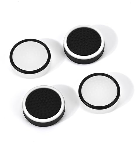 DLseego Thumbstick Kappen für PlayStation Portal, weiche Silikon Anti-Rutsch Joystick Grip Caps, 4 Daumen Grip Cover kompatibel mit PlayStation Portal Remote Player,Schwarz Weiß