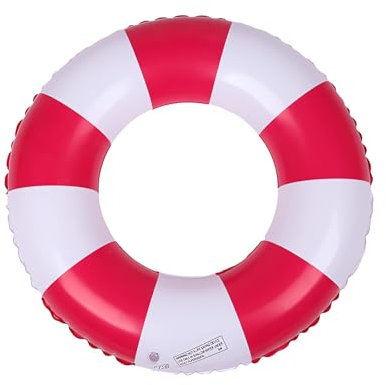 Anello di nuoto gonfiabile, Vintage a Righe Ciambella Salvagente Gonfiabile, Salvagente Adulti in PVC con Valvola d'Aria, Anelli Gonfiabili Piscina Galleggiante, Aiuto al Nuoto ﻿ (rosso)