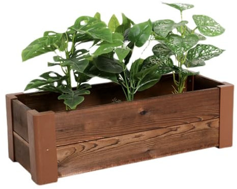 REBOTZ Fioriere da Giardino in Legno Fioriera per Piante Fioriera per Finestra Piantare Giardino Esterno 40/60/70/80/90CM Fioriera in Legno per Piante Fiori Vaso Rettangolare in Legno Naturale (Size