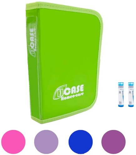 HOMEO-Case | Estuche de Homeopatía con 90 Espacios para Tubos de 4 Gramos de Boiron | Estuche Tubos de Homeopatía | Color Verde Lima (No Incluye Tubos) | Cerrado 30 x 15,5 cm | Abierto 70 x 30 cm