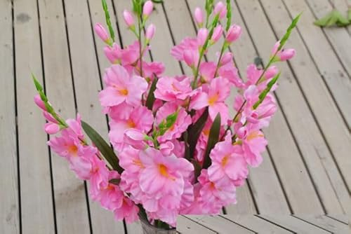 5 PCS Artificial Gladiolus Flower with Stem Lifelike DIY Flower Arrangement Ornament Wedding Gladiolus Flower for Home Farmhouse Office Decoration (pink)