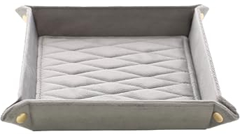 Lucoro - Schmuck Organizer aus Samt 14,5x14,5x3,5cm Taschenleerer, Ablage für Schmuck, Uhren, Schlüssel (Grau)
