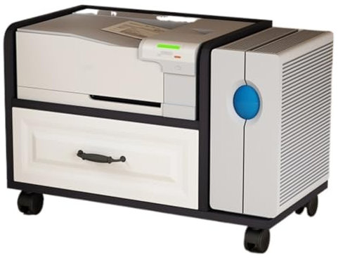 DIIDIIFF Druckergestell Druckertisch Druckerregal Untertisch Druckerständer Mit Rädern Mobiler Drucker Und Faxwagen Mit Schublade Und CPU-Aufbewahrungsgestell Für Büro Druckerständer Druckertisch