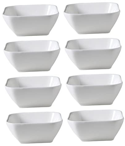 CIYODO 8pièces Lot De Coupelles à Sauce Céramique Blanches Bols à Trempette Carrés Empilables Pour Sushi Et Épices Porcelaine Saine Pour Cuisine Moderne