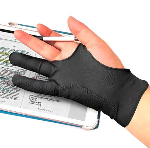 anti-toucher – Gants d'artiste pour tablettes de dessin | à deux doigts avec élasticité lisse pour stylet, crayon, croquis, peinture, art numérique, main droite ou gauche, SC