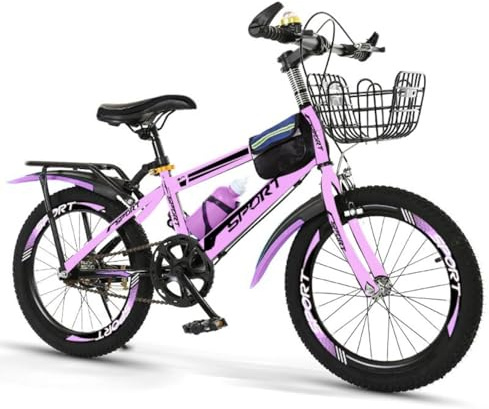 Kids Bike, Purple Girls Mountain Bike, 22 24” Road Bike, Children’s Training Bicycle, Height Adjustable Bike, Sport Bike, Girls Cycle, Double Break, Tool Kit Included 6 to 12 Year Old (22 Inch)