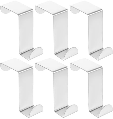 Ptwola 6PCS Crochets de Porte en Acier Inoxydable Crochets de Porte Profondeur de Feuille 4 cm (1,57) Support de Couronne de Noël Xmas en Métal Crochets de Manteau Robustes pour Porte Armoire