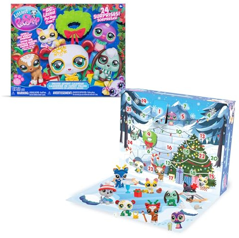 Littlest Pet Shop - Deluxe Holiday Calendar - Series 4 Advent Calendar -Gen 7 Authentic LPS Bobble Head Toy Figure, Collectible Toy Animal, Ages 4+