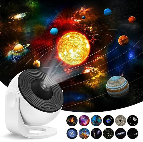 Angoily Proyector Nocturno De Estrellas y Nebulosa Con Base Desmontable y 360°, Luz Usb Para Dormitorio y Ambientes Festivos, Incluye 12 Discos Intercambiables