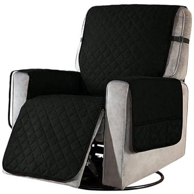 AYYDS Sesselschoner für Fernsehsessel, Wasserdicht Sesselauflage mit Taschen, 1 Sitzer Schutzbezug für Relaxsessel, Waschbar Anti-Rutsch Liegesofa Sesselbezug Sesselüberwurf (Schwarz, S)