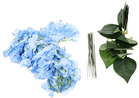 WIPPWER 10pcs Fiore Artificiale Ortensia Blu Finto Fiori Decorazioni for la casa Decorazioni di Nozze for tavoli Fiori Primaverili Artificiale for la Decorazione Ortensia Bouquet da Sposa Finto(Blue)