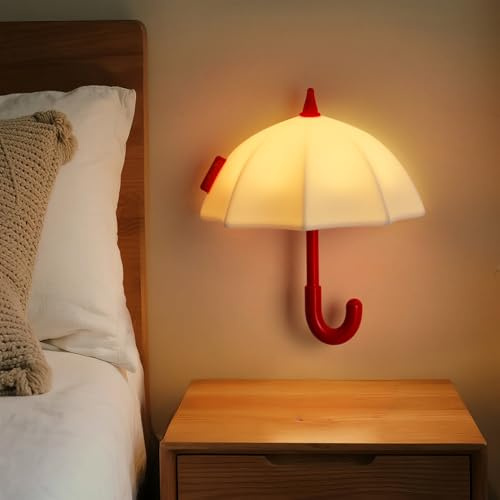 Umbrella Night Light for Kids, 3 Levels Dimmable Silicone Tap Lamp for Baby Nursery, Rechargeable Squishy Bedside Night Lamp for Bedroom, Light-Up Magnetic Fridge Magnets for Kitchen (White)