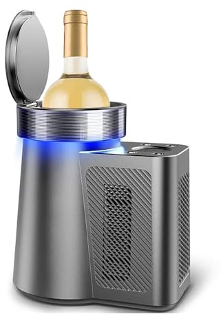 Electric Wine Chiller, 35℉-68℉ or 2℃-20℃ Temperature Control Portable Single Bottle Cooler Wine Cooler Bucket for 750ml Red/White Wine or Some Champagne for Cooler Keep Cold Up to 24h