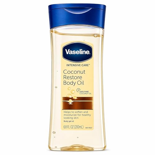 Vaseline Coconut Restore Body Oil, 200ml – Helps to Soften and Moisturize for Healthy Looking Skin – With 100% Pure Coconut Oil – Hydrating Body Gel Oil