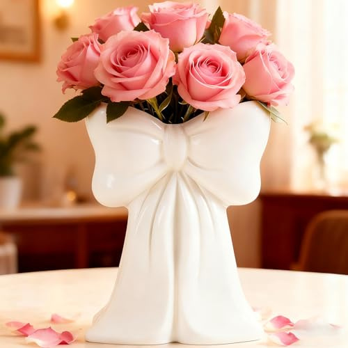 Disoza vit vaser rosett bordsdekoration keramik modern vas vintage vas för pampasgräs blommor torkade blommor blomvas för bröllop porslin tulpanvas kök vardagsrum