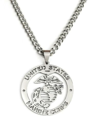 fycouyee Mode hohle U.S. Marine Corps Medaille Halskette Anhänger Kreuz Kette Edelstahl Halskette