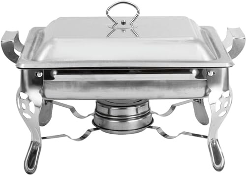 CQIKRWGWS Set da Buffet in Acciaio Inox con scaldavivande, scaldavivande a Buffet di Dimensioni Standard con teglia per Cibo, teglia per Acqua e Forno ad Alcol per Banchetti e Feste.