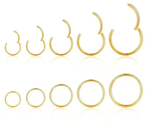 xolear 10 stycken näspiercing-ringar i kirurgiskt stål, septumpiercing i rostfritt stål, hypoallergen näsring, modetillbehör för män och kvinnor, 6/8/10/12/14 mm, 6 mm, 8 mm, 10 mm, 12 mm, 14 mm