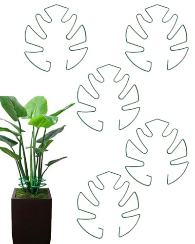 JUKOTA 5 Pezzi Supporto per Piante Monstera, Supporti Stelo Piante Riutilizzabile, Sostegni per Fiori da Vaso con Design Unico delle Fogli, per Vegetali, Ortaggi, Fiori