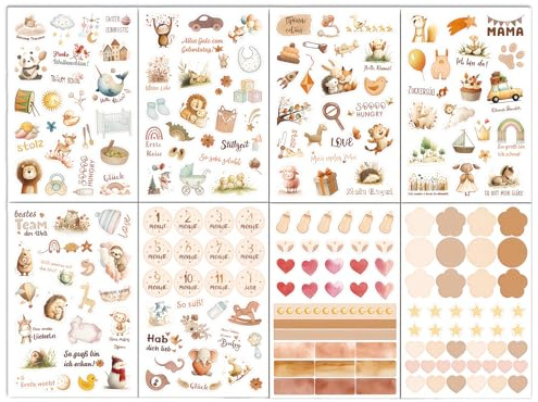 GROVBLE Sticker Babyalbum Set (211 Motive), Baby Sticker, BaBy Fotoalbum StickeR, SticKer Fotoalbum Kinder, Aufkleber FotoalbUm, Fotobuch für Fotokalender DIY Geschenke Party Gästebuch FotoalBum