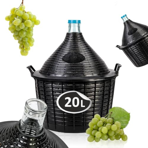 SUPERBUTELKI.PL Palloncino in vetro da 20 litri nel cestino - Palloncino fermentazione per vino, liquore e fermentazione (20 L)