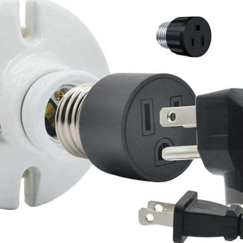 Adattatore per portalampada Presa di Corrente | Convertitore Lampada Connessione Rapida | Adattatore Presa Presa E27 | per Garage Portico Camera Da Bagno Cucina Bagno Riposo