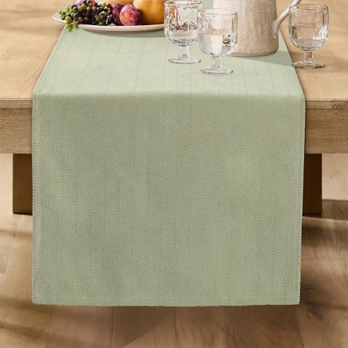 ZWJD Moderner Salbeigrüner Tischläufer, Waschbar, Mit Elegantem Design, Weich und Luxuriös, Dekorativ für Wohnzimmer, Esstisch, Innendekoration,Küche, Urlaub & Party Dekor, 40x140 cm