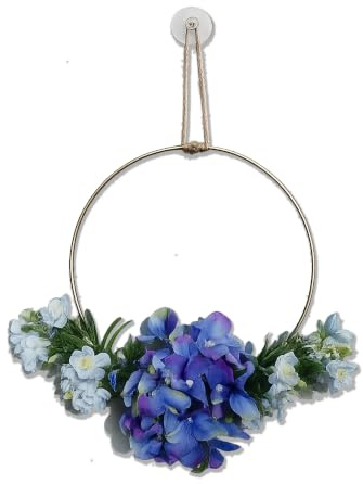 DEKOKRANZ Auto-SCHMUCK® Türkranz Fensterdeko Wanddeko Wandschmuck Türschmuck Metallring Ganzjährig (1 blau)