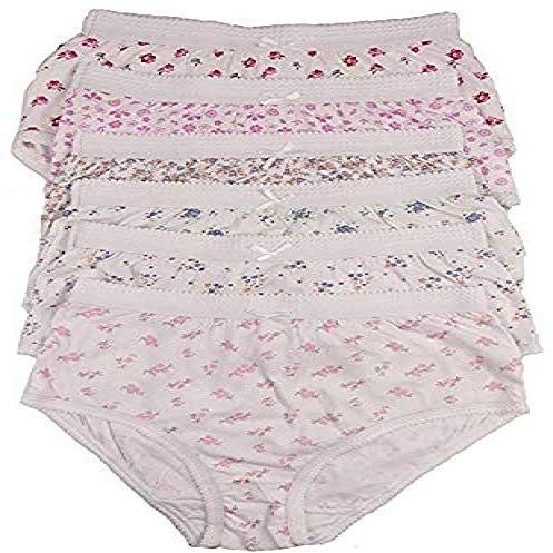 COTTONIQUE Ladies 6 Pairs of Full Cotton Briefs in Choice of Colours 36-54 Plus Sizes (48-50 (20-22), Assorted Florals)