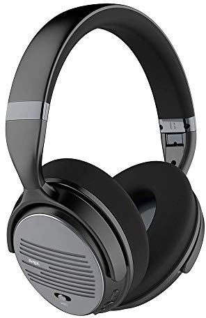 Smpl Casque Bluetooth à Réduction de Bruit - Casque supra-aural Bluetooth, avec microphone, pour les appels et basses profondes, autonomie 16h - Noir