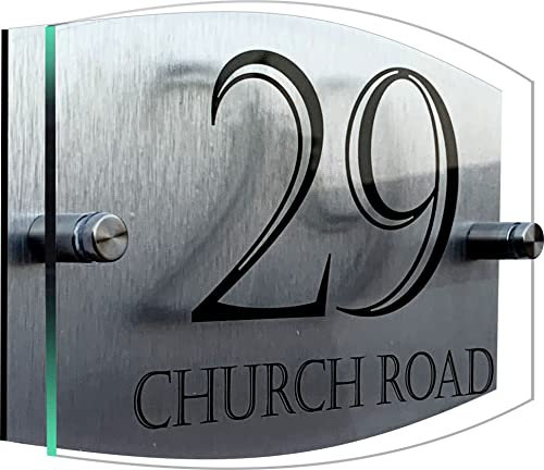 Personalised Slate House Sign Plaque with Optional Solar LED Light - Custom Laser Engraved Door Number & Street Name – Weatherproof Natural Slate Door Plate with Elegant Rough Edges