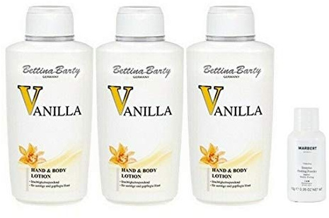 Bettina Barty Vanilla Hand & Body Lotion 3 x 500ml + Marbert Enzyme Peeling Powder 10g Gratis