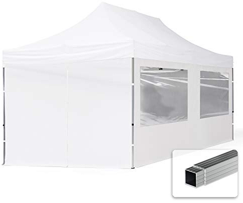 pop-up tält snabbtält 3x6 m - 4 sidodelar hopfällbart tält aluminium paviljong (certifierad) party lusthus vit tak