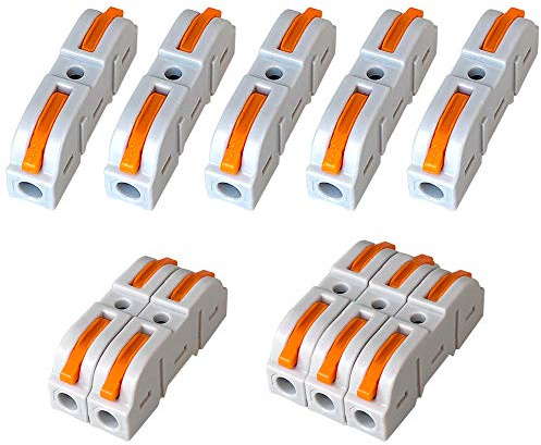 QitinDasen 55Pcs KV211 Leva-Dado Cavo Connettore, 1 in 1 fuori Bilaterale 2 Porte Connettore Conduttore Compatto, Morsettiera Cavo Connettore Molla Rapido (Combinazione Gratuita)