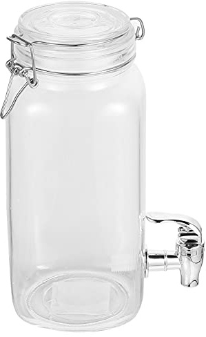 HEMOTON Glass Dispenser Jar Beverage Dispenser Glass Jar with Tap Party Drink Juice with Spigot with Faucet
