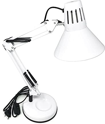 Gloriashoponline LAMPADA LUMETTO DA TAVOLO SCRIVANIA CON BRACCIO SNODABILE E MORSETTO LUME BIANCO