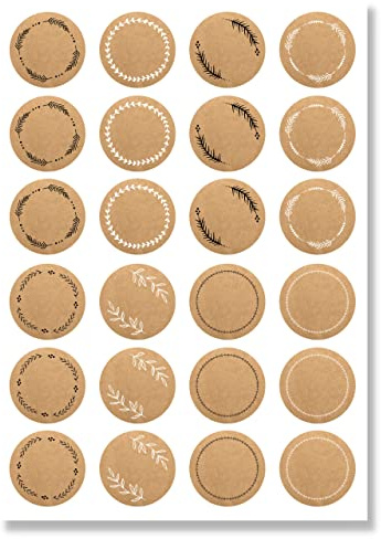 Aufkleber Weihnachten (48 Sticker) - Weihnachtsaufkleber zum Beschriften für Geschenke - Weihnachtssticker Rund - Weihnachts Etiketten für Beschriftung - Selbstklebend - Kraftpapier-Optik Floral