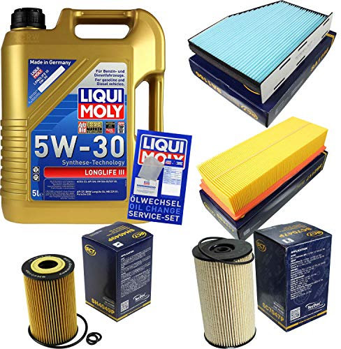 QR-PARTS 69391080 Filter Set Inspektionspaket 5 Liter Motoröl Longlife III 5W-30 SCT Germany Innenraumfilter Kraftstofffilter Luftfilter Ölfilter