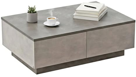 Tavolino da Salotto Eurus, Tavolo Basso da caffè, Portariviste per Divano, Ripiano da Soggiorno, 90x60h32 cm, Argento e Antracite