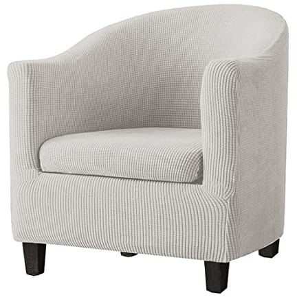 YOPOIY 2 Stück Club Chair Schonbezug mit Kissenbezug Stretch-Jacquard Sesselhusse Sesselüberwurf Weich rutschfest abnehmbar maschinenwaschbar für Sessel -Weiß-