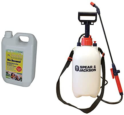Sandokan Insetticida Concentrato Abbattente Bio Revanol 3L adatto contro zanzare e insetti volanti e striscianti & Spear & amp; Jackson 5LPAPS Spruzzatore a pressione, azionamento a pompa, 5 litri