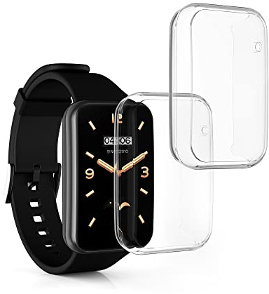 kwmobile Carcasa Compatible con Xiaomi Mi Band 7 Pro Funda - 2X Protector Pantalla Completo - Ultrafino y antigolpes - Transparente
