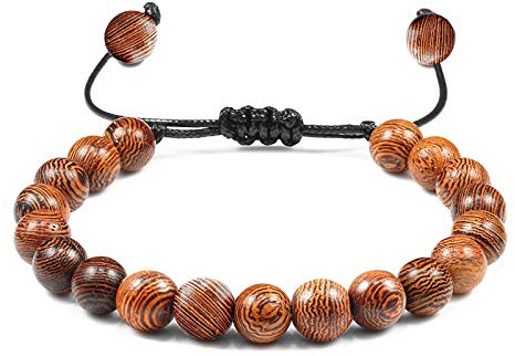 Pulseras de cuentas de madera natural para hombre, pulsera Ethinc brazalete para mujer, joyería de yoga, regalo para amantes de la joyería, de madera ajustable