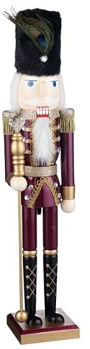 Bloomingtons Direct Christmas Nutcracker 61cm Luxurious Christmas Nutcrackers Soldier, Burgundy Sturdy Wooden 95% Christmas Nutcracker Figurine